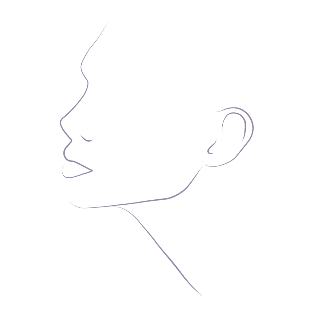 An illustration of facial harmony emphasised with a beautiful nose. 